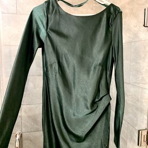 Satin dark green dress- great for a winter